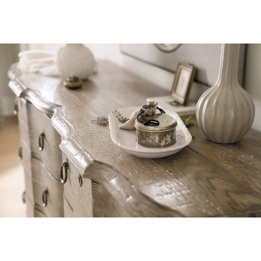 Adante Dresser by Hooker Furniture in light brown. Made from poplar, cedar veneers in a cottage & farmhouse style.
