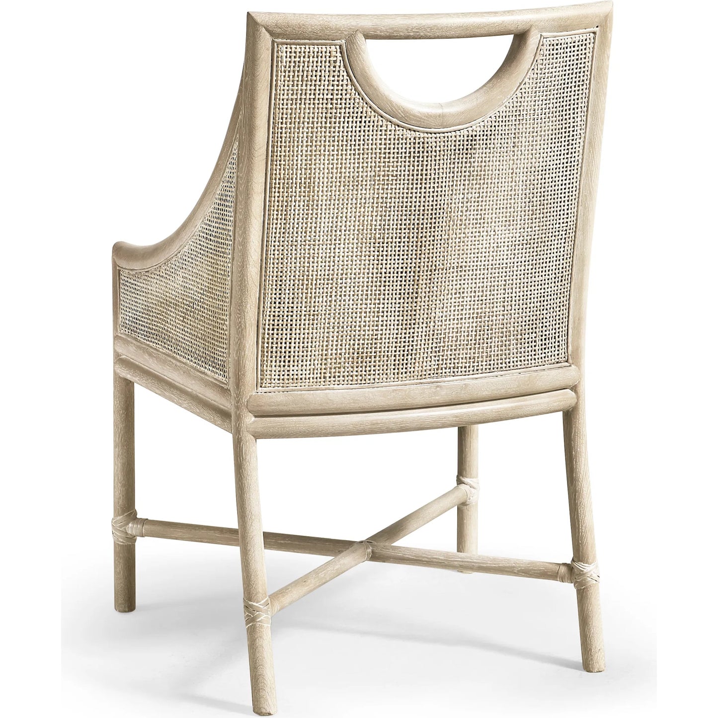 005 SI-2334496 | Additional Silo | Fjord Dining Chair by Jonathan Charles in white washed cerused oak. Made from oak solids, cane, rope, foam, fabric in a transitional style.