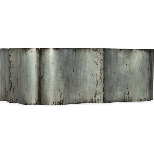 Beaumont Cocktail Table by Hooker Furniture in pecos. Made from hardwoods, aluminum sheet in a rustic style.