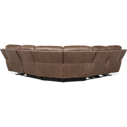 Torres 5 Piece Sectional by Hooker Furniture in sorrento mocha. Made from leather, sorrento mocha (semi-aniline top grain with splits) in a traditional style.