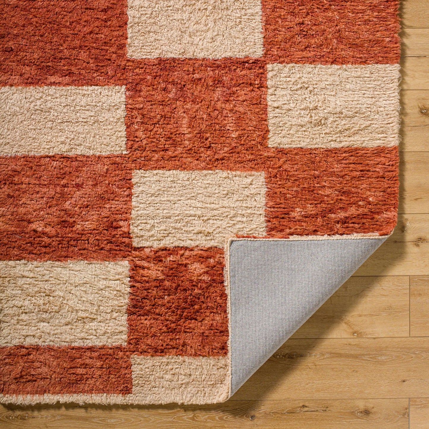 004 SI-2169172,SI-2169173,SI-2169174,SI-2169175,SI-2169176 | Closeup | Beni Moroccan Rug- 538959 by Livabliss in terracotta, cream. Made from wool in a unique style.