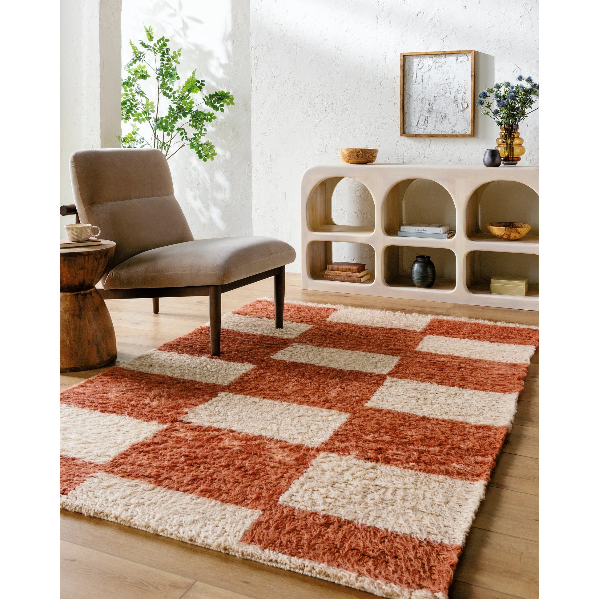 Beni Moroccan Rug- 538959 by Livabliss in terracotta, cream. Made from wool in a unique style.