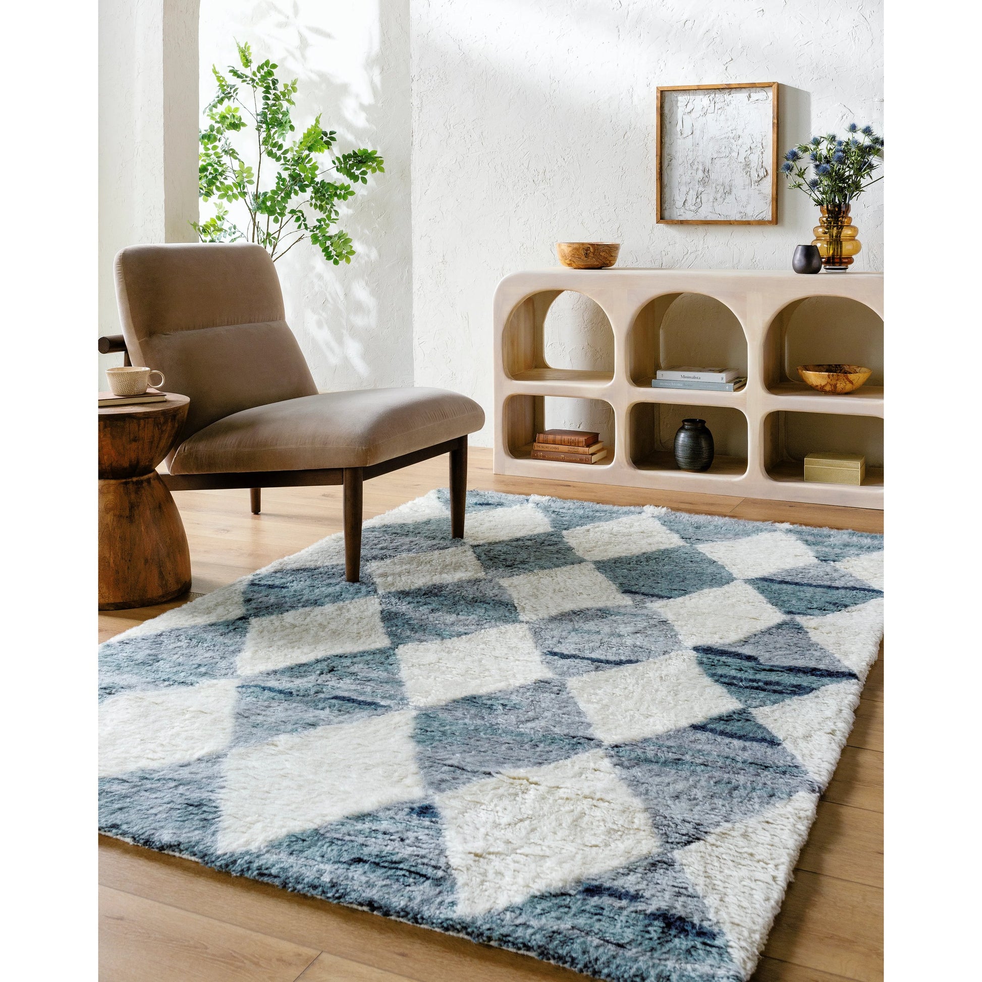 Beni Moroccan Rug - 539029 by Livabliss in teal, cream. Made from wool in a unique style.