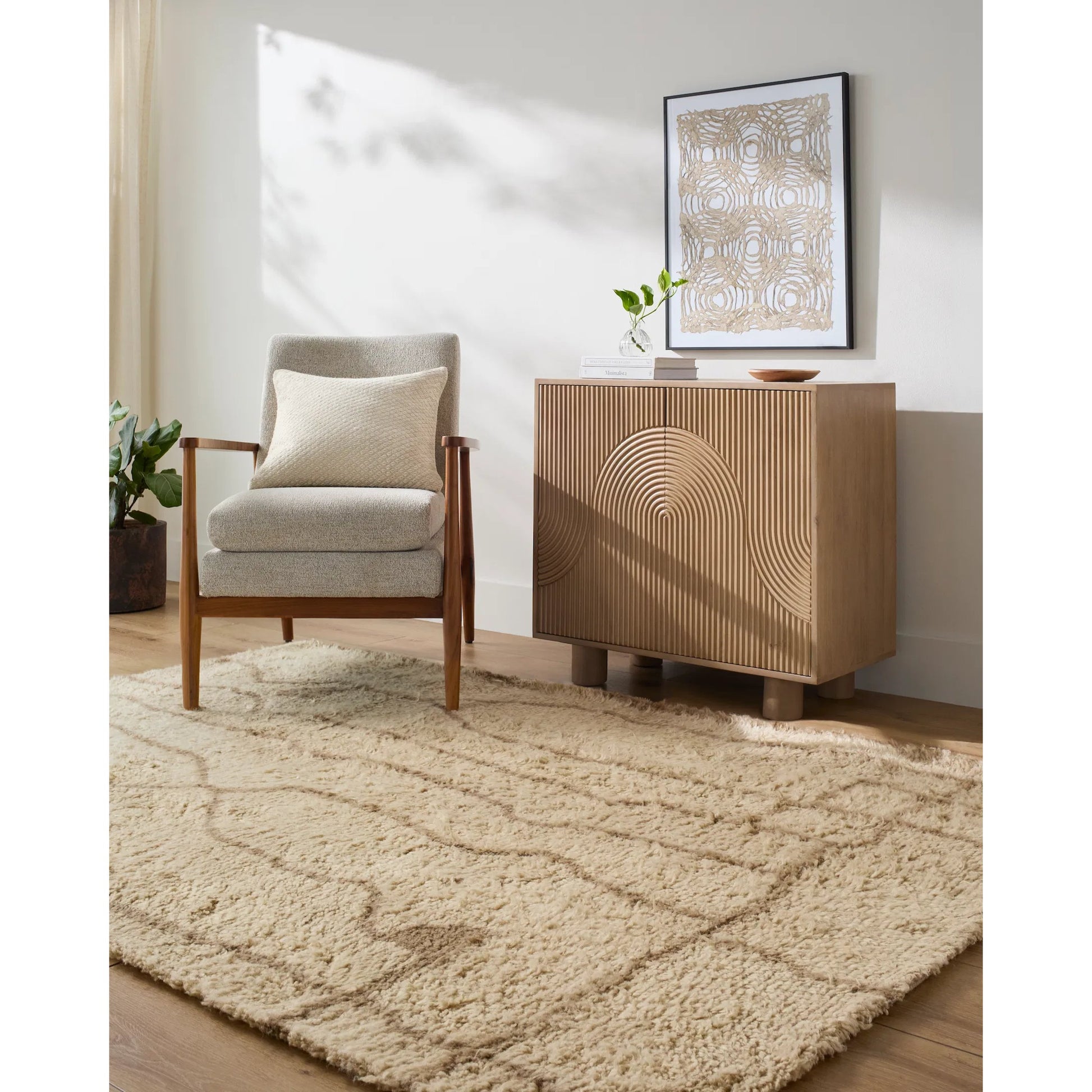 Beni Moroccan BMC-2309 Rug by Livabliss in beige, taupe, sandstone. Made from wool in a unique style.