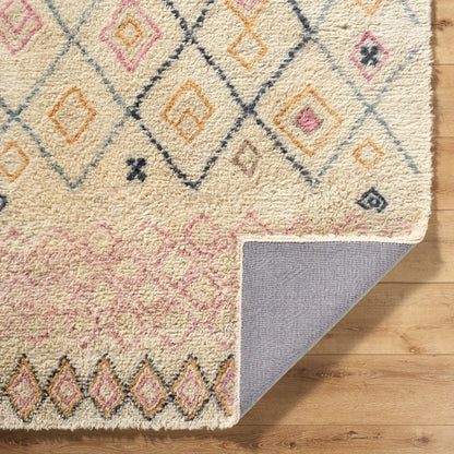 Beni Moroccan 539049 Rug by Livabliss in beige, mustard, blush pink, slate blue, charcoal. Made from wool in a unique style.