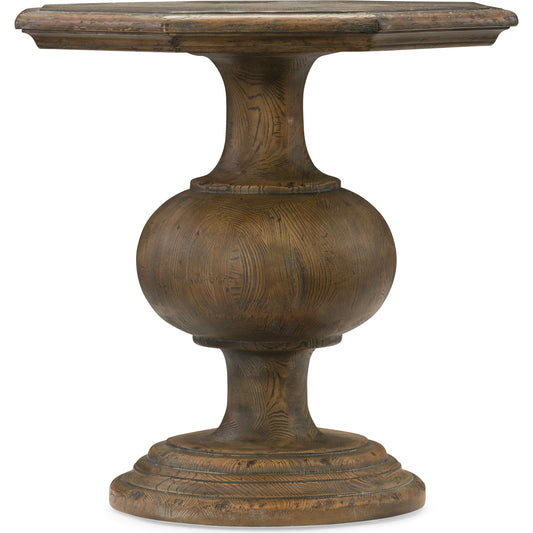 Mason End Table by Hooker Furniture in saddle brown. Made from white oak veneers, resin in a traditional style.