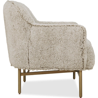 Milo Lounge Chair by Hooker Furniture in shear fawn and gold metal. Made from fabric in a transitional style.