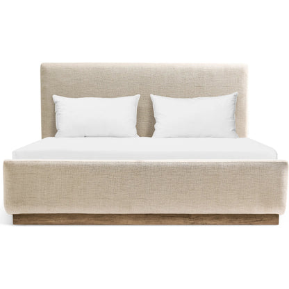 Stone Ridge Upholstered Bed by Jonathan Charles in tully light acacia. Made from unique in a transitional style.