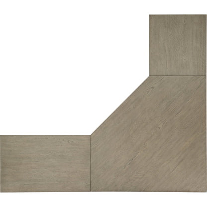 Linville Falls Corner Desk with Lateral and Small File by Hooker Furniture in mink, antique pewter. Made from oak veneers in a modern style.