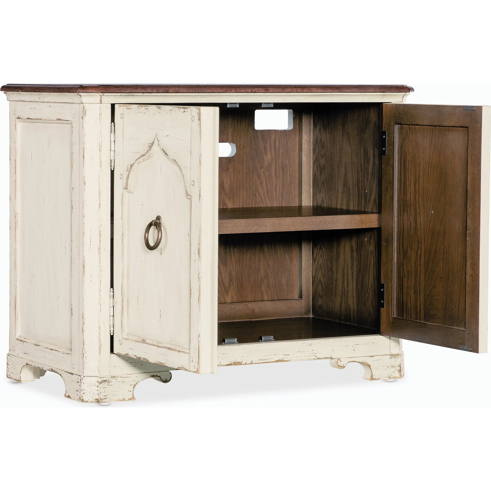 Americana Two-Door Nightstand by Hooker Furniture. Made from oak veneers with solid-wood edge top in a cottage & farmhouse style.