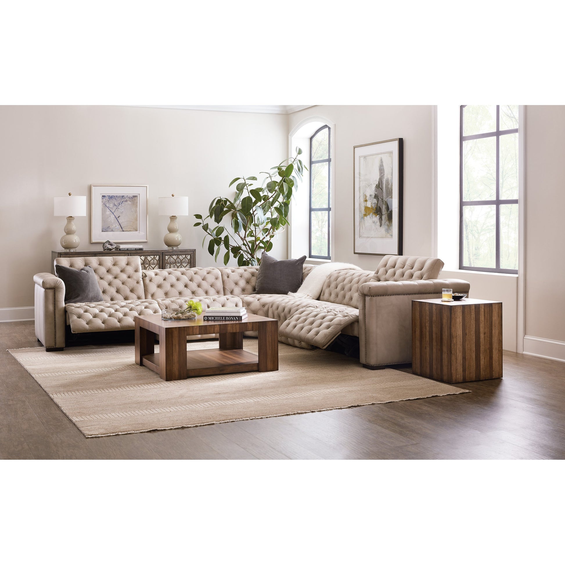 Savion Grandier 5 Piece Sectional by Hooker Furniture. Made from leather in a modern style.