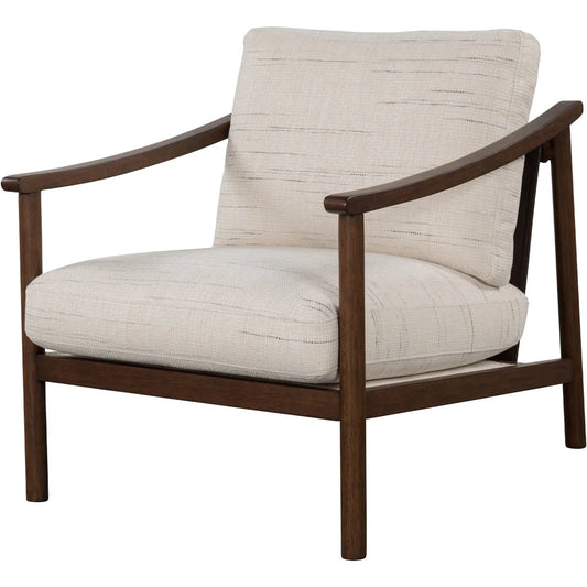Bernard Club Chair by LH Imports in shoji cream and walnut. Made from polyester, acrylic, leather, hr foam, feathers, dacron, rubberwood, plywood in a unique style.