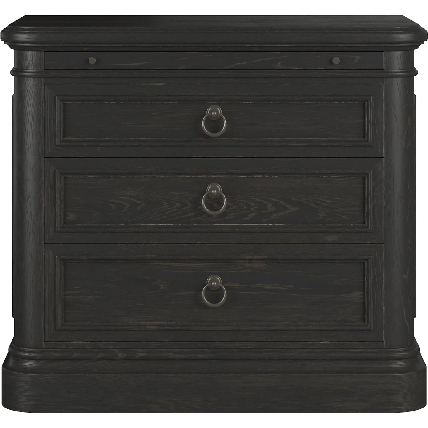 002 SI-2453361 | Additional Silo | Atrium 3 Drawer Nightstand by A.R.T. Furniture in hand rubbed black, undertones of brown. Made from unique in a traditional style.