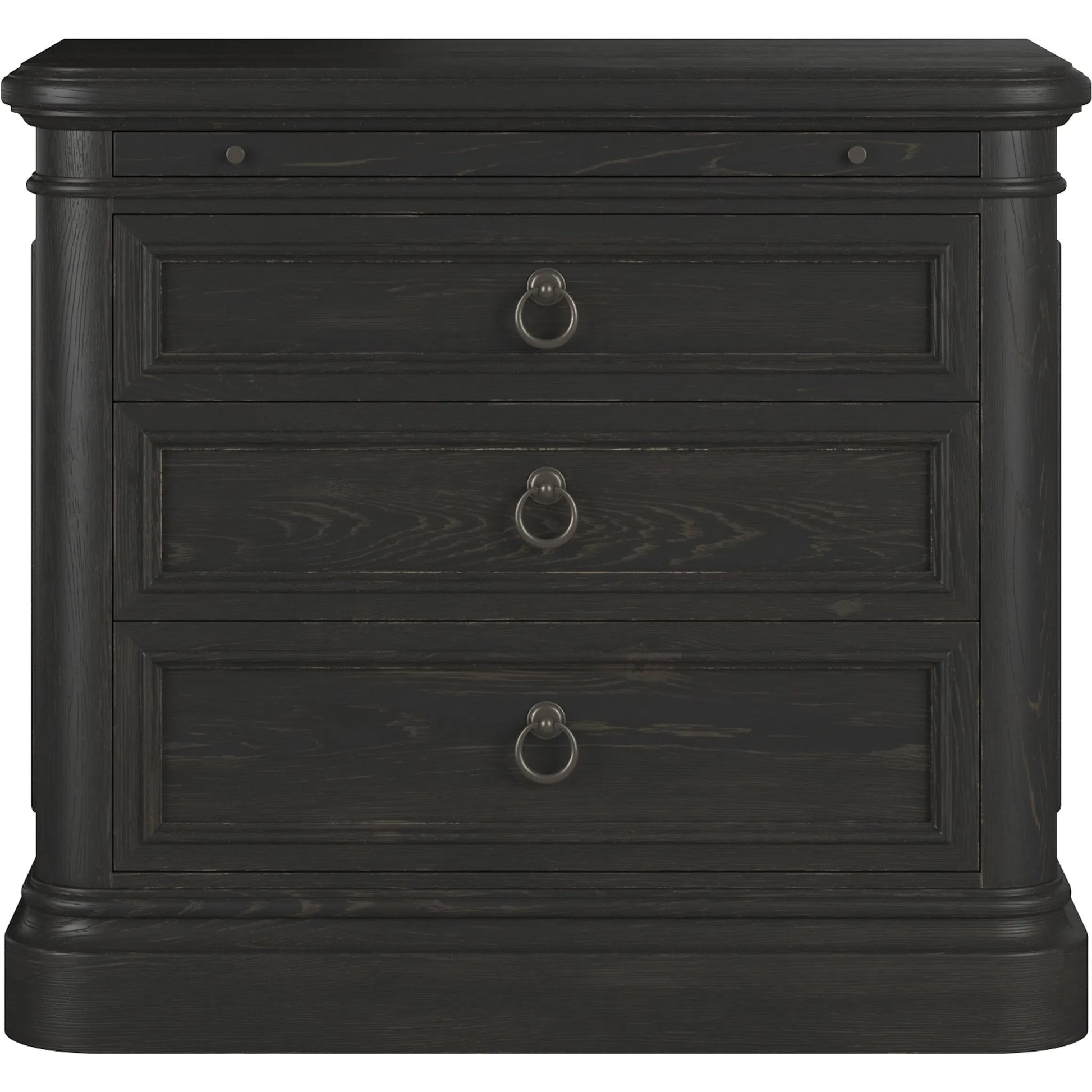 Atrium 3 Drawer Nightstand by A.R.T. Furniture in hand rubbed black, undertones of brown. Made from unique in a traditional style.