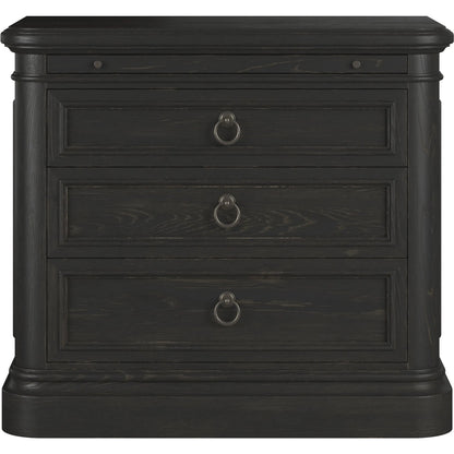 Atrium 3 Drawer Nightstand by A.R.T. Furniture in hand rubbed black, undertones of brown. Made from unique in a traditional style.