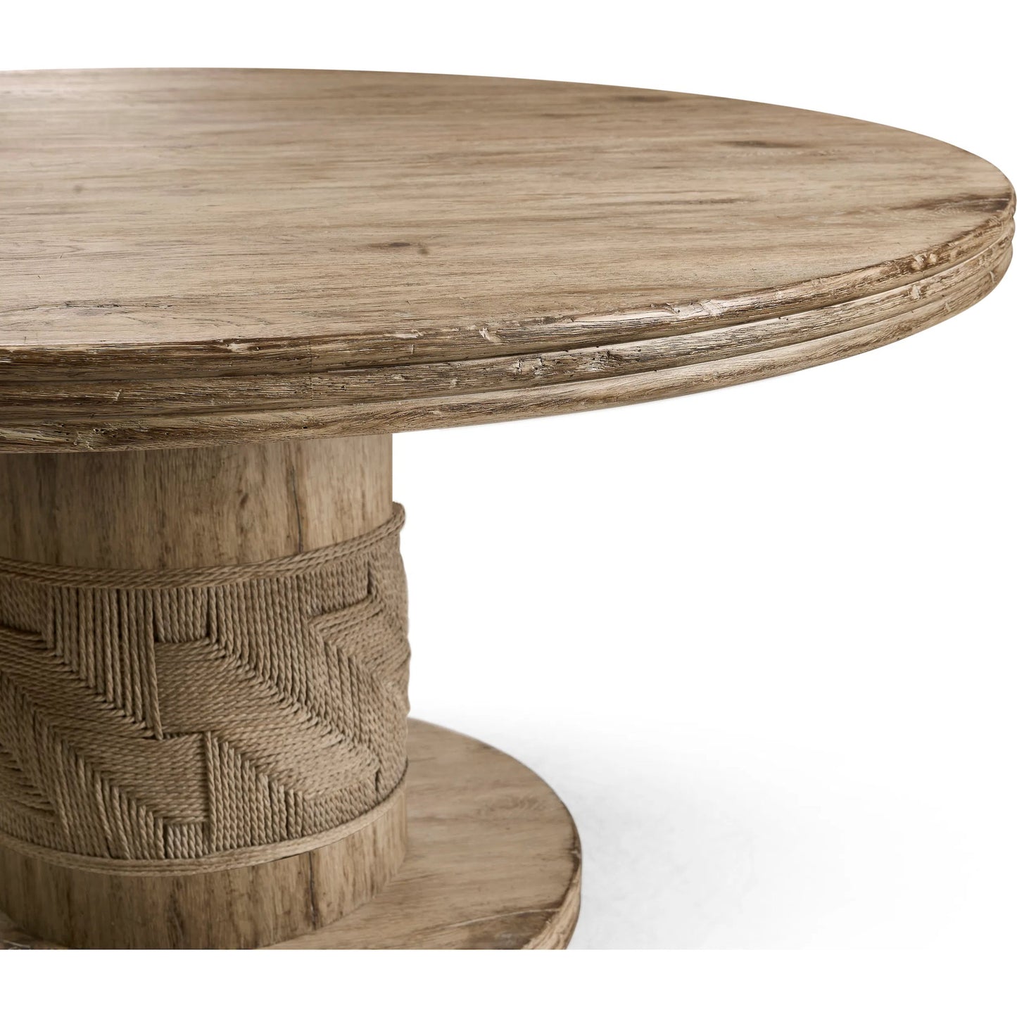 006 SI-2462569 | Closeup | 60" Sagehill Round Dining Table by Jonathan Charles in timberon grey oak. Made from oak in a cottage & farmhouse style.