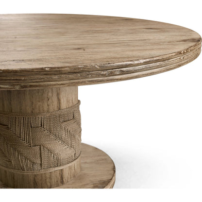 60" Sagehill Round Dining Table by Jonathan Charles in timberon grey oak. Made from oak in a cottage & farmhouse style.