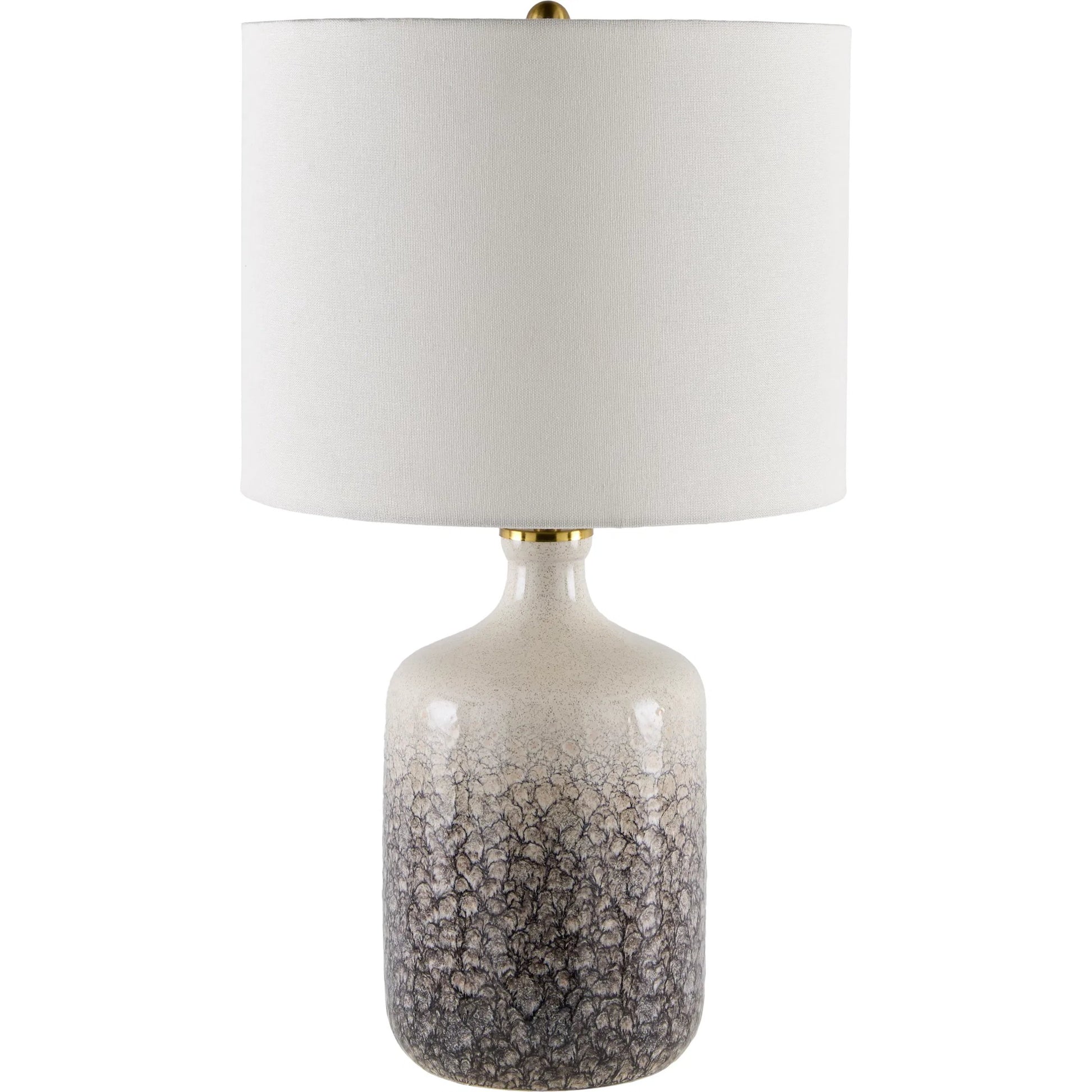 Benin Accent Table Lamp by Surya in glazedpainted. Made from ceramic, linen, plastic, iron in a modern style.