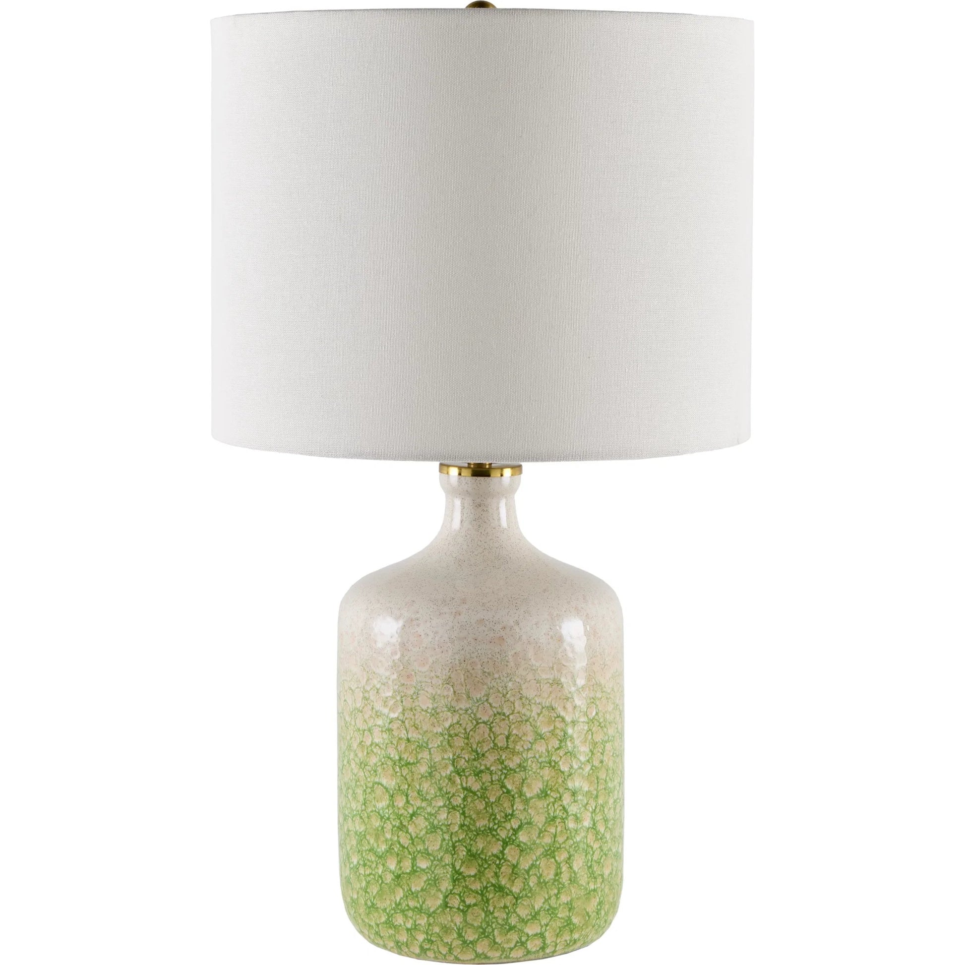 Benin Accent Table Lamp by Surya in glazedpainted. Made from ceramic, linen, plastic, iron in a modern style.