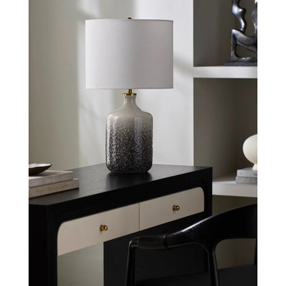 Benin Accent Table Lamp by Surya in glazedpainted. Made from ceramic, linen, plastic, iron in a modern style.
