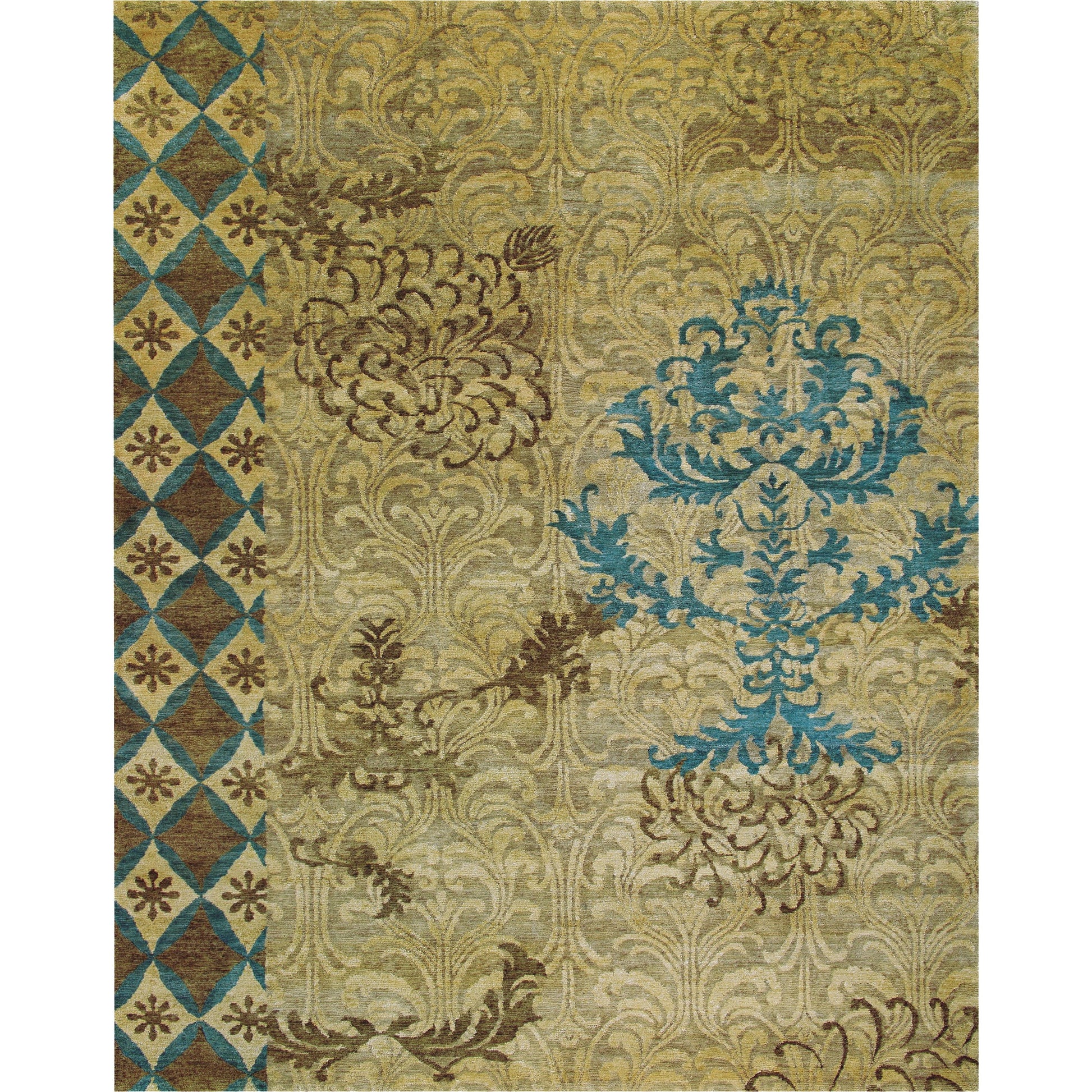 Qing Transitional & Botanical Rug - 6062F by Feizy in tan, brown, blue. Made from wool, viscose in a unique style.