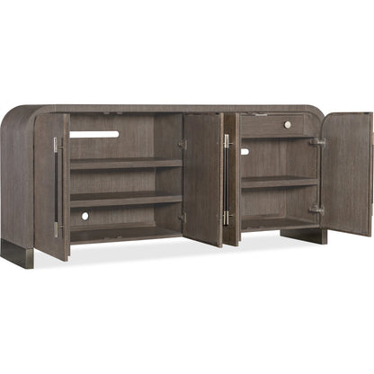 Modern Mood Buffet by Hooker Furniture. Made from oak veneers, raffia in a modern style.