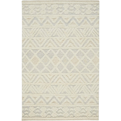 Anica Traditional Geometric Rug - 8005F by Feizy in ivory, blue, tan. Made from wool in a unique style.