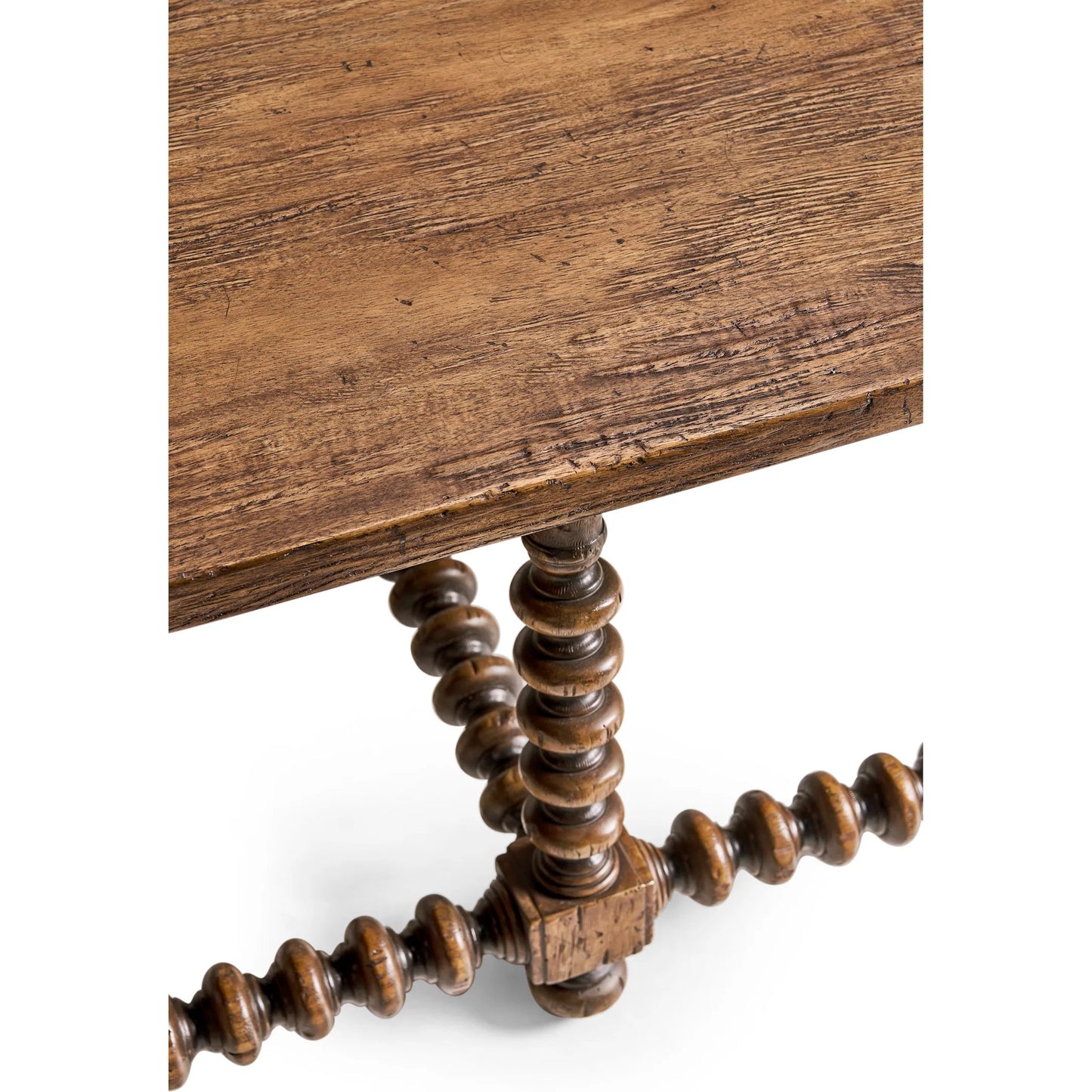 006 SI-2462644 | Closeup | Tamarisk Cocktail Table by Jonathan Charles in medium spain walnut. Made from acacia in a traditional style.