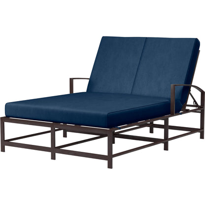 La Jolla Outdoor Double Chaise by Sunset West in browns. Made from aluminum in a modern style.