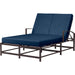 La Jolla Outdoor Double Chaise by Sunset West in browns. Made from aluminum in a modern style.