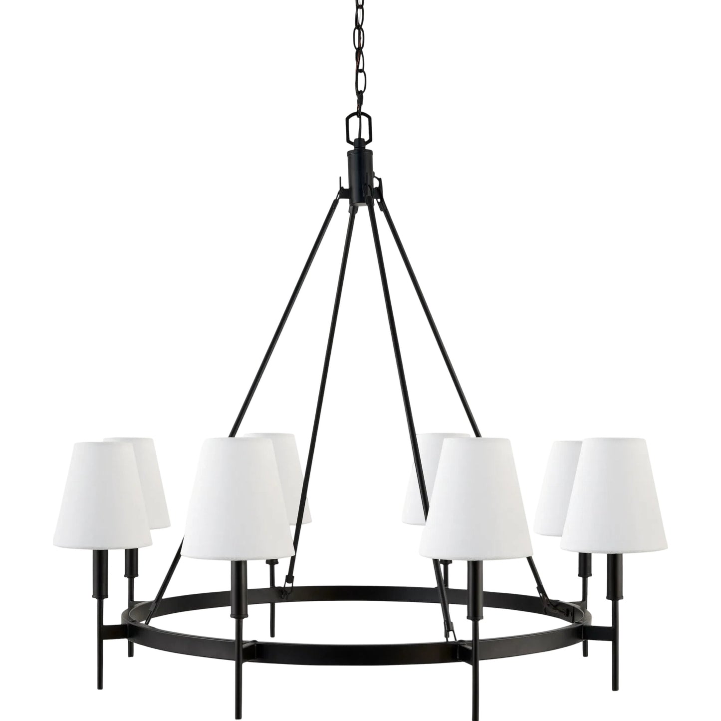 001 SI-2349688 | Primary Silo | Bonita Chandelier by Livabliss in fixture: black; shade: white; cord: black and electroplated, painted. Made from iron, linen, polyester in a modern style.