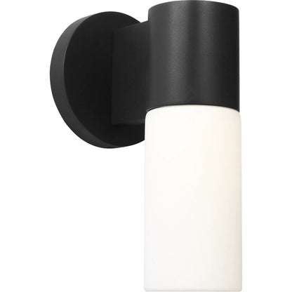 Focal LED Sconce by Visual Comfort & Co. in textured black. Made from stonestrong in a modern style.