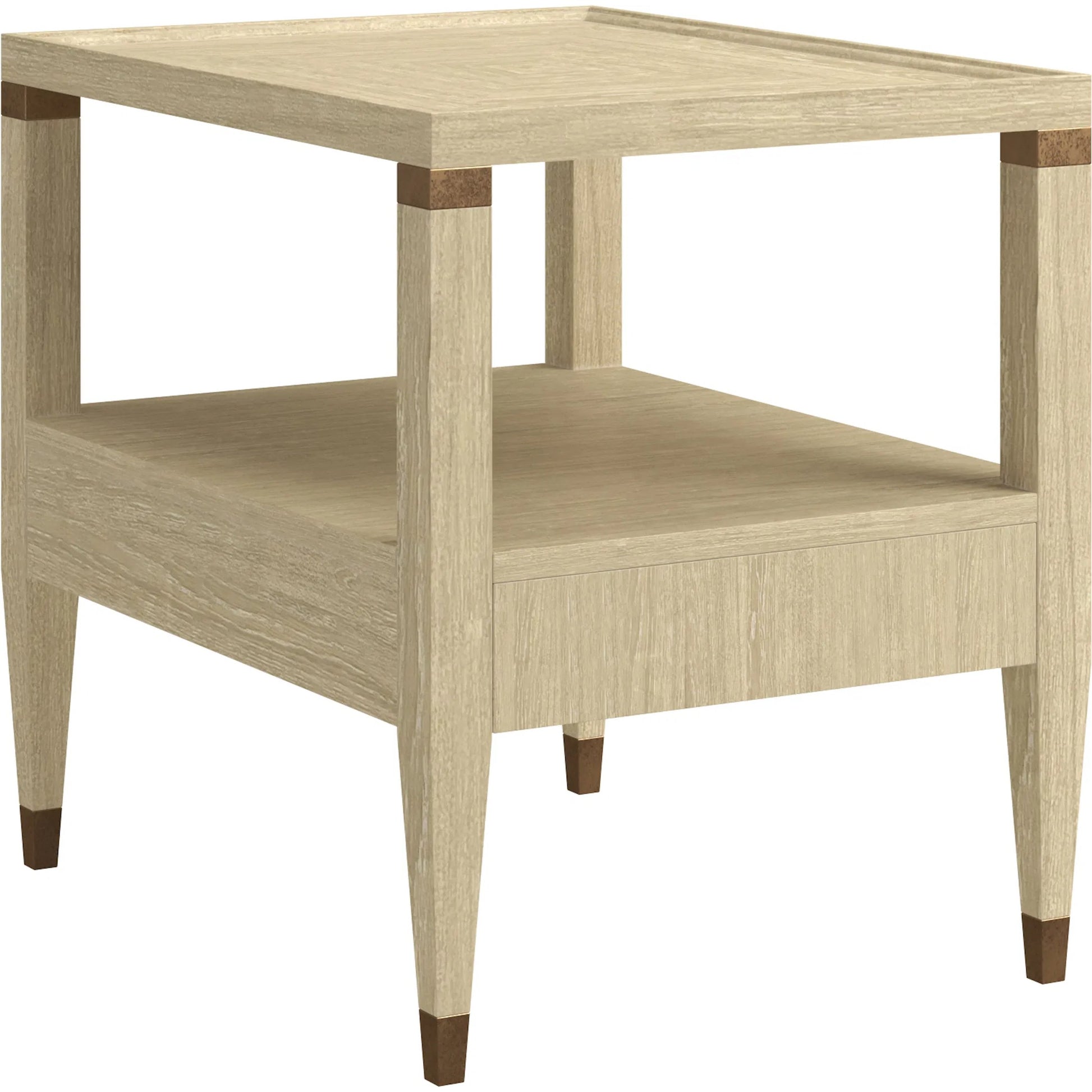 Eave Drawer End Table by A.R.T. Furniture in sundrenched oak. Made from parawood solids, white oak veneer in a transitional style.