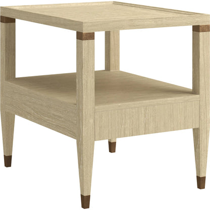 Eave Drawer End Table by A.R.T. Furniture in sundrenched oak. Made from parawood solids, white oak veneer in a transitional style.