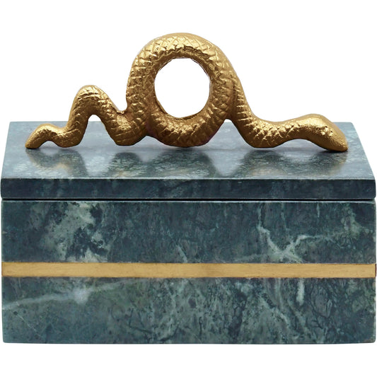 Boa Green Marble Box by Worlds Away in green. Made from marble, brass in a unique style.