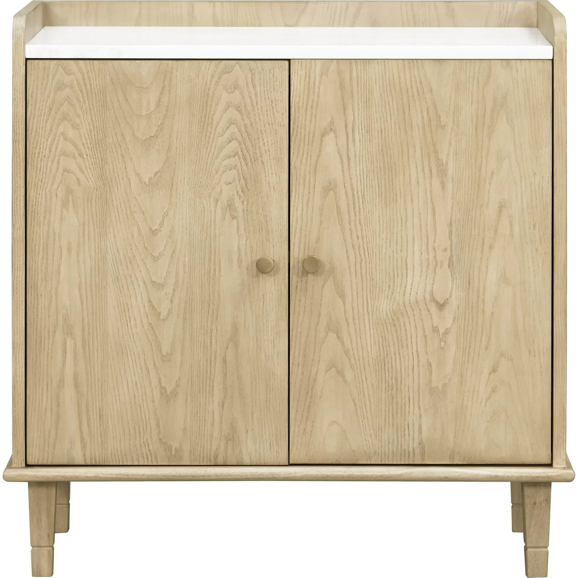 Arista Cabinet by Becki Owens x Livabliss in tan, white. Made from ash wood veneer, marble, rubber wood in a transitional style.