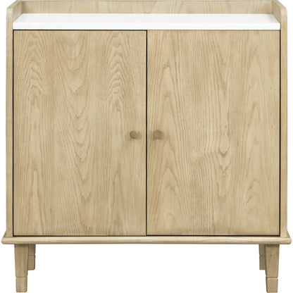 Arista Cabinet by Becki Owens x Livabliss in tan, white. Made from ash wood veneer, marble, rubber wood in a transitional style.
