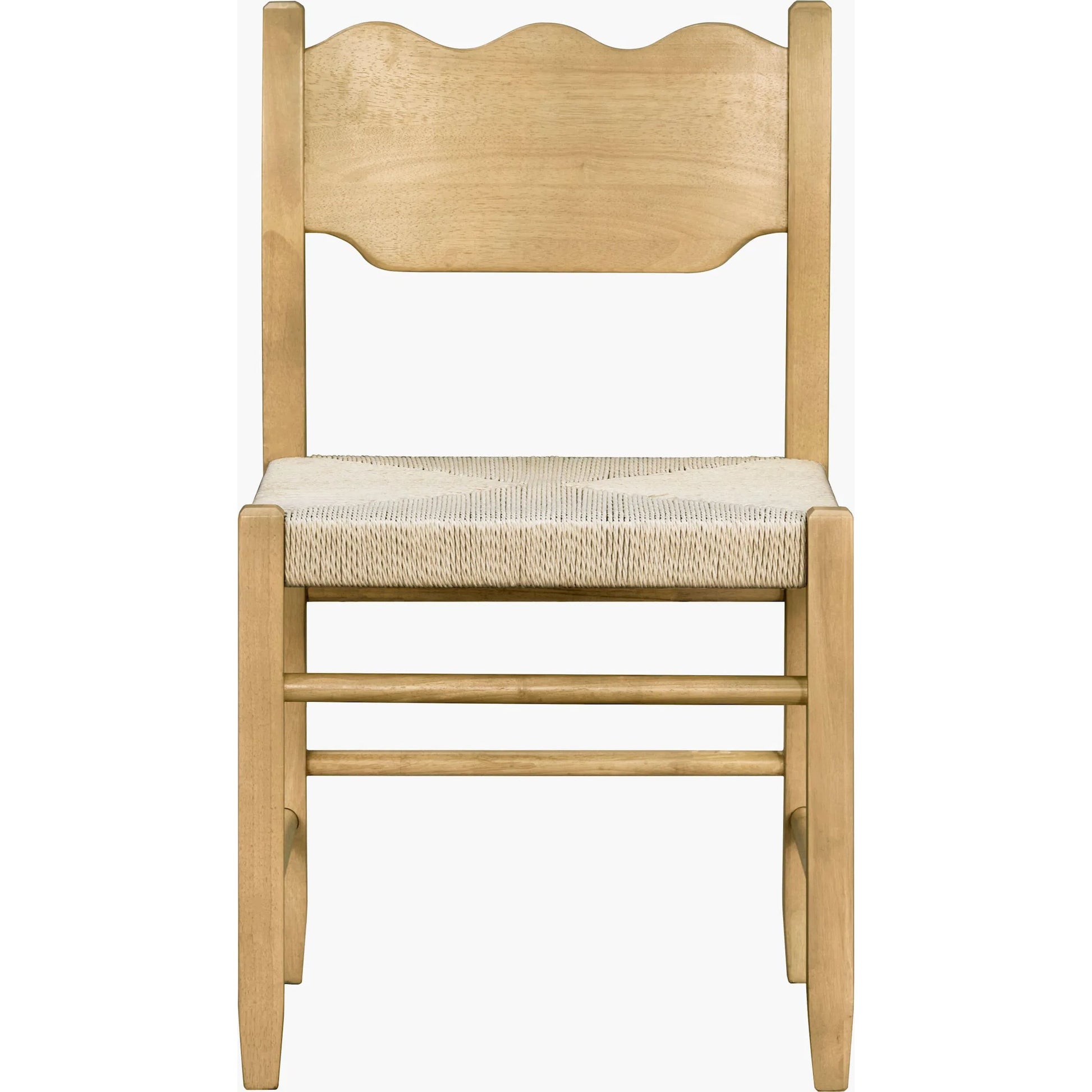 Arista Dining Chair (Set of 2) by Becki Owens x Livabliss in top: tan, white; base: tan and stained, matte. Made from ash wood veneer, cotton cord, rope, rubber wood in a rustic style.