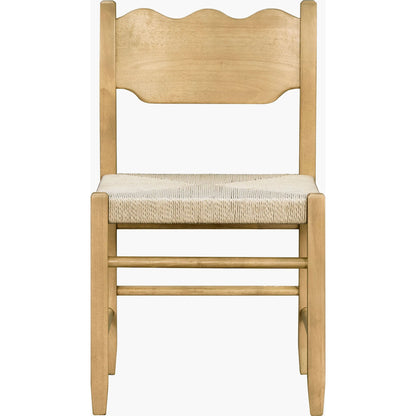 Arista Dining Chair (Set of 2) by Becki Owens x Livabliss in top: tan, white; base: tan and stained, matte. Made from ash wood veneer, cotton cord, rope, rubber wood in a rustic style.