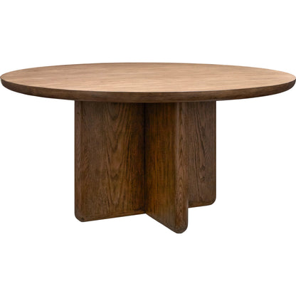 Atra Dining Table by Becki Owens x Surya in brown, dark brown. Made from rubber wood, oak veneer, mdf in a traditional style.