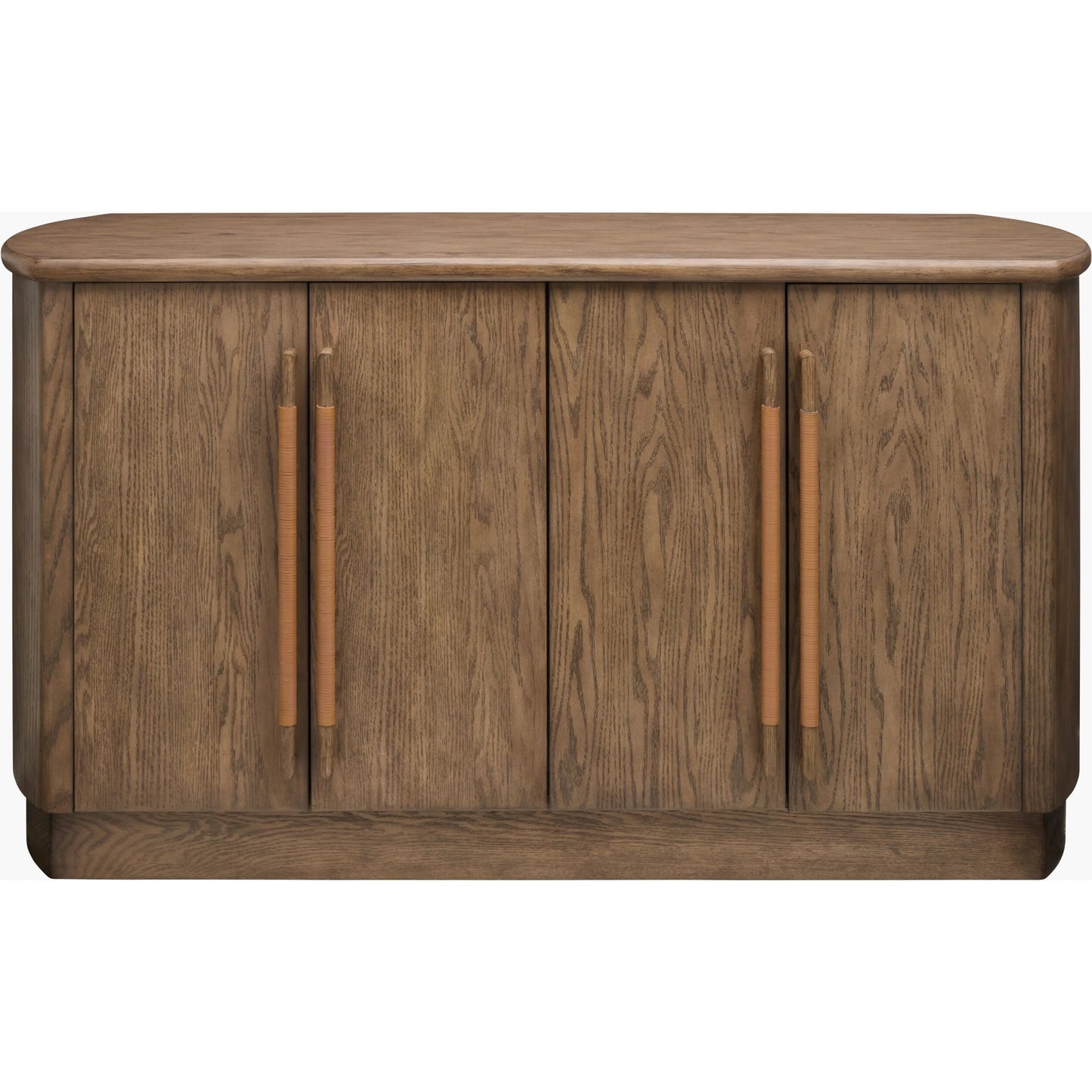 002 SI-2379472 | Additional Silo | Atra Sideboard by Becki Owens x Surya in brown and stained. Made from rubber wood, oak veneer, leather wrapped in a traditional style.