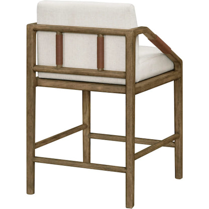 Atra Counter Stool by Becki Owens x Surya in light beige, brown. Made from polyester, linen, red oak, polyester wrapped foam in a rustic style.