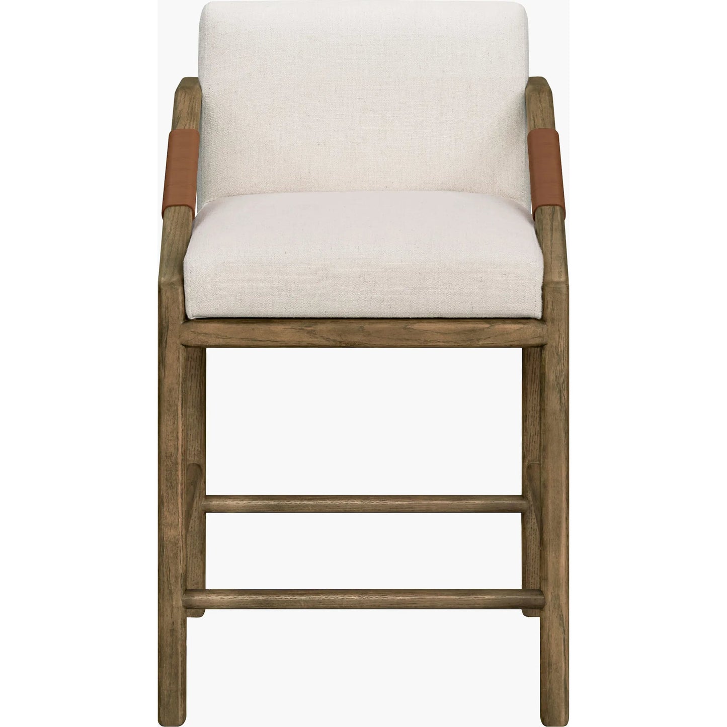 002 SI-2379483 | Additional Silo | Atra Counter Stool by Becki Owens x Surya in light beige, brown. Made from polyester, linen, red oak, polyester wrapped foam in a rustic style.