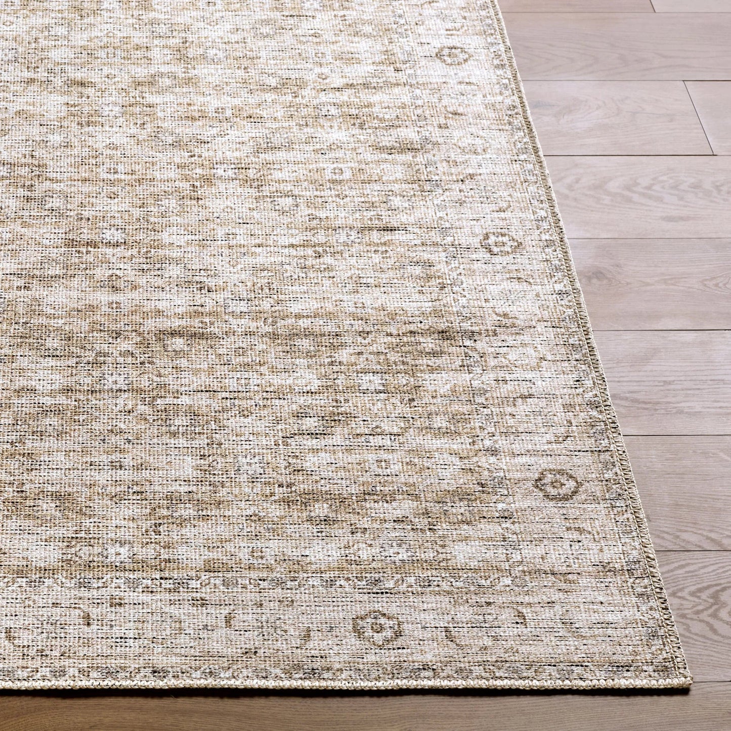 002 SI-2632416,SI-2632417,SI-2632418,SI-2632419,SI-2632420,SI-2632421 | Closeup | Aureta BOAU-2302 Rug by Becki Owens x Livabliss in taupe ivory sandstone. Made from polyester in a unique style.