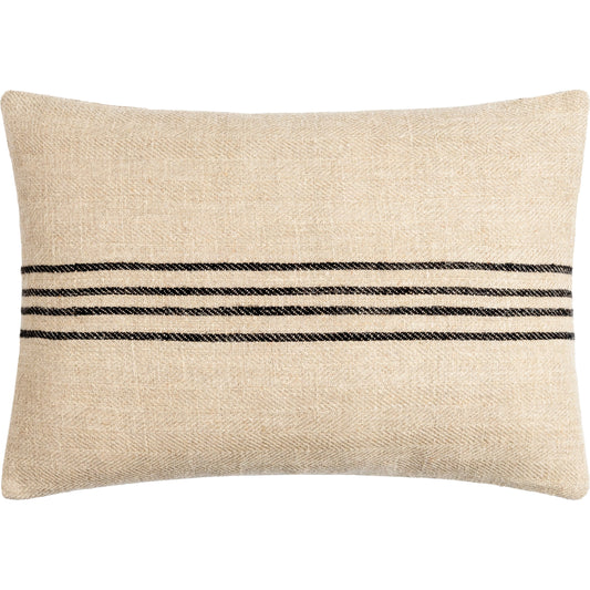 Brett Pillow - 496148 by Becki Owens x Livabliss in light brown, black. Made from front: 100% linen, back: 100% cotton in a modern style.