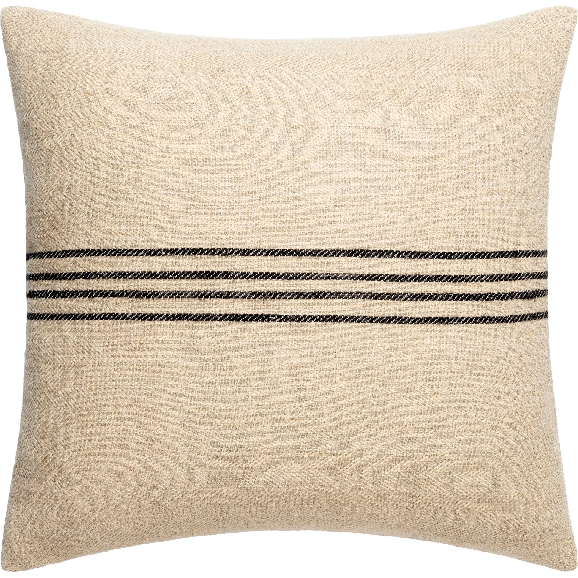 Brett Pillow - 496148 by Becki Owens x Livabliss in light brown, black. Made from front: 100% linen, back: 100% cotton in a modern style.