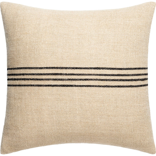 Brett Pillow - 496148 by Becki Owens x Livabliss in light brown, black. Made from front: 100% linen, back: 100% cotton in a modern style.