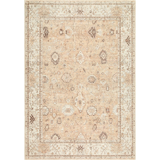 Davina BOCC-2303 Rug by Becki Owens x Livabliss in cream, dark brown, brown, dusty sage, tan. Made from polyester in a unique style.