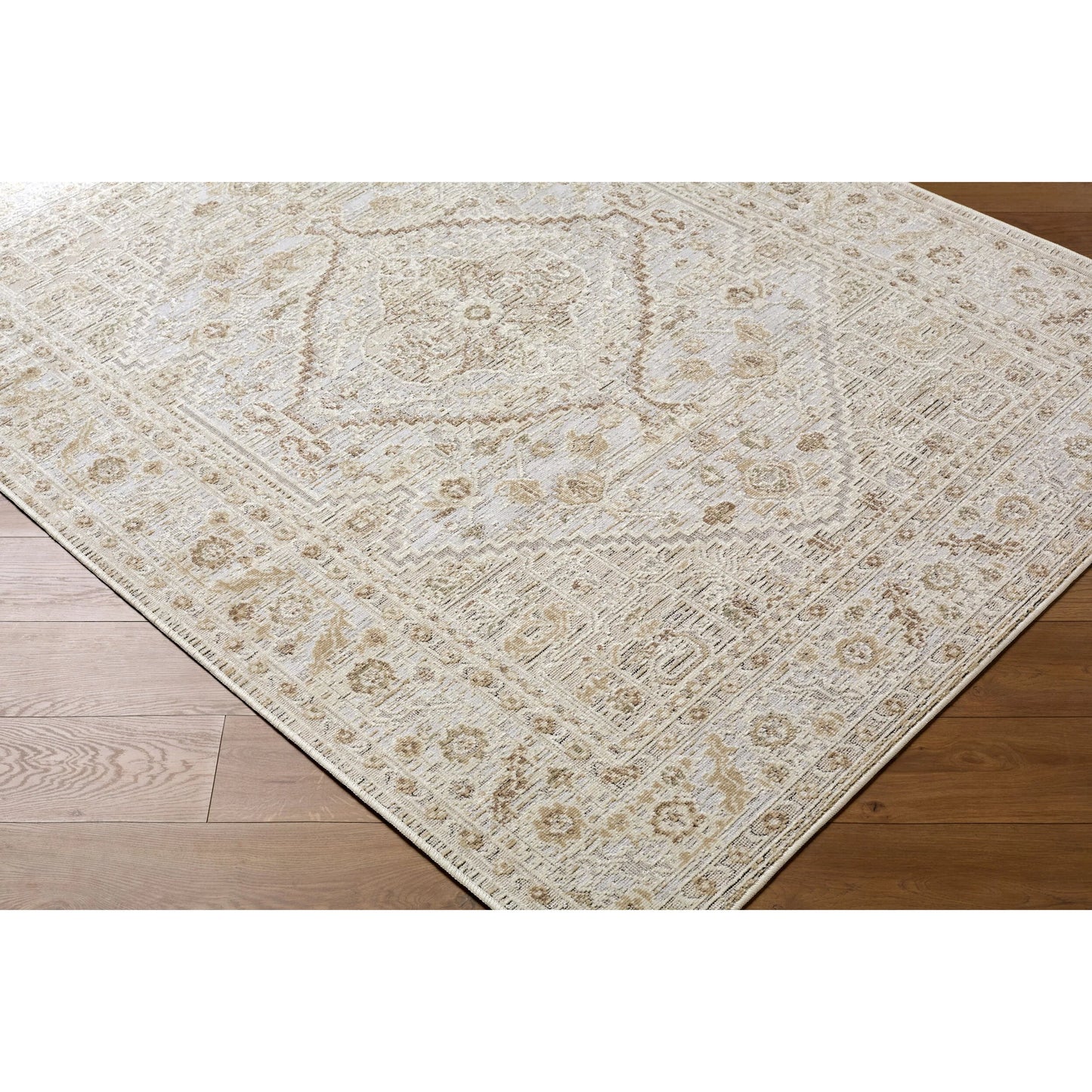 001 SI-2530099,SI-2530100,SI-2530101 | Closeup | Carmela BOCM-2300 Rug by Becki Owens x Livabliss in ivory, beige, light beige, tan, medium brown. Made from polyester, polypropylene in a unique style.
