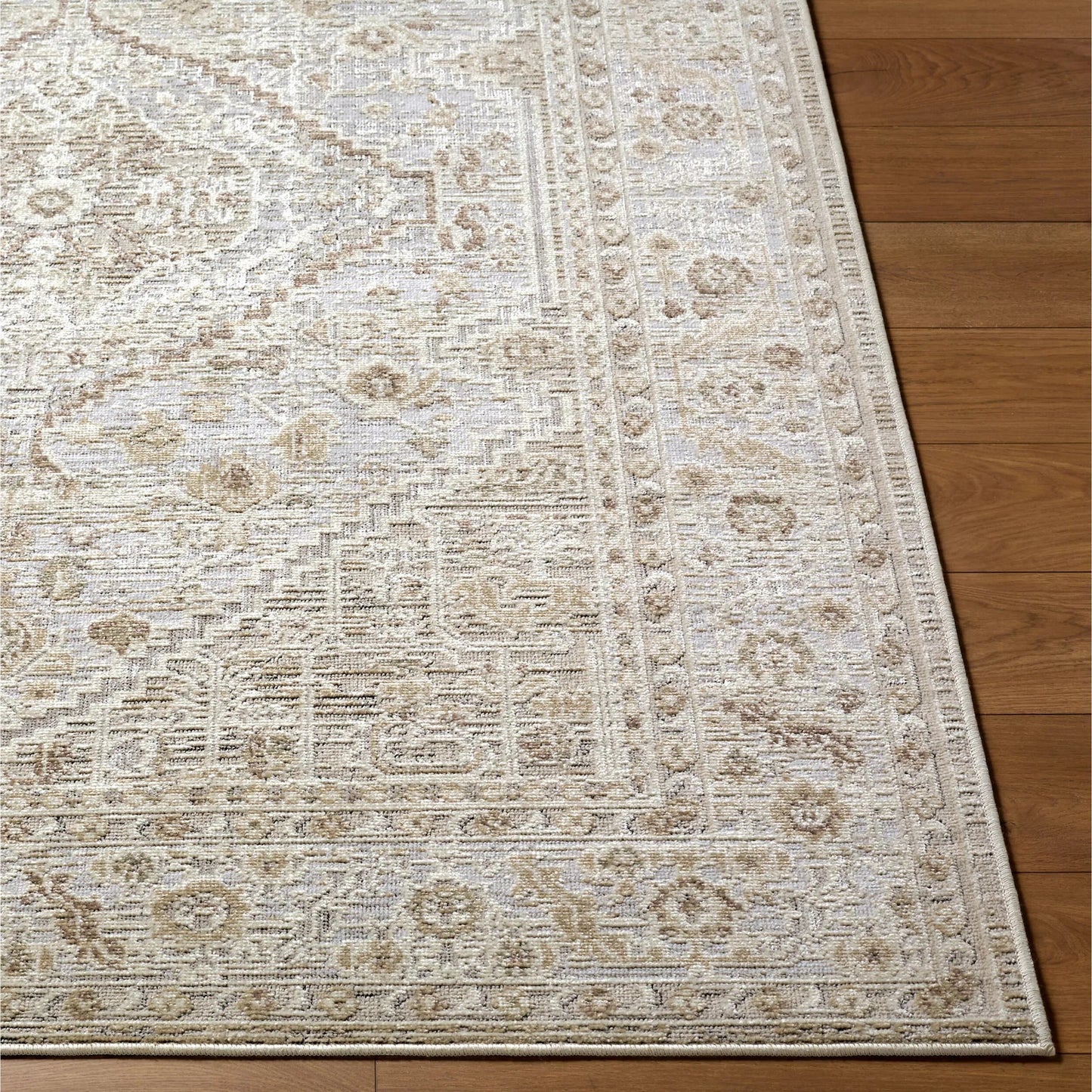 002 SI-2530099,SI-2530100,SI-2530101 | Closeup | Carmela BOCM-2300 Rug by Becki Owens x Livabliss in ivory, beige, light beige, tan, medium brown. Made from polyester, polypropylene in a unique style.